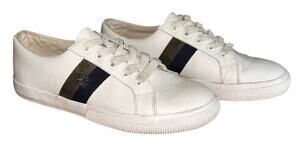 Lauren Ralph Lauren Janson II White Leather Quarter Stripe Sneakers